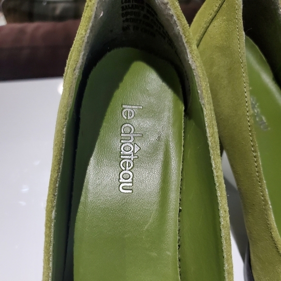 VINTAGE green Le Chateau Real leather Suede Pumps with flower detail size 6.5 - Picture 6 of 9